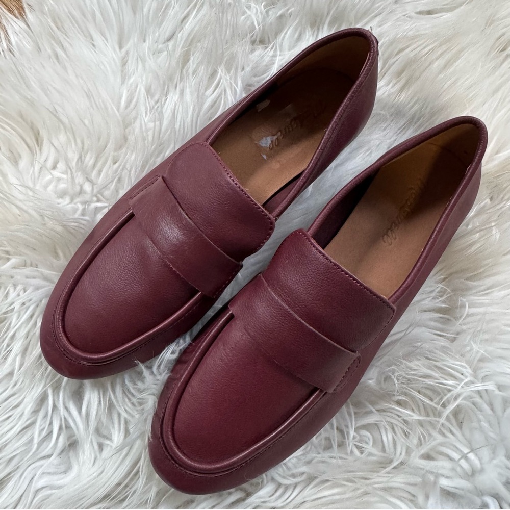 Madewell Women's Burgundy Leather Penny Loafers